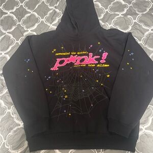 2021 sp5der pink hoodie “black”